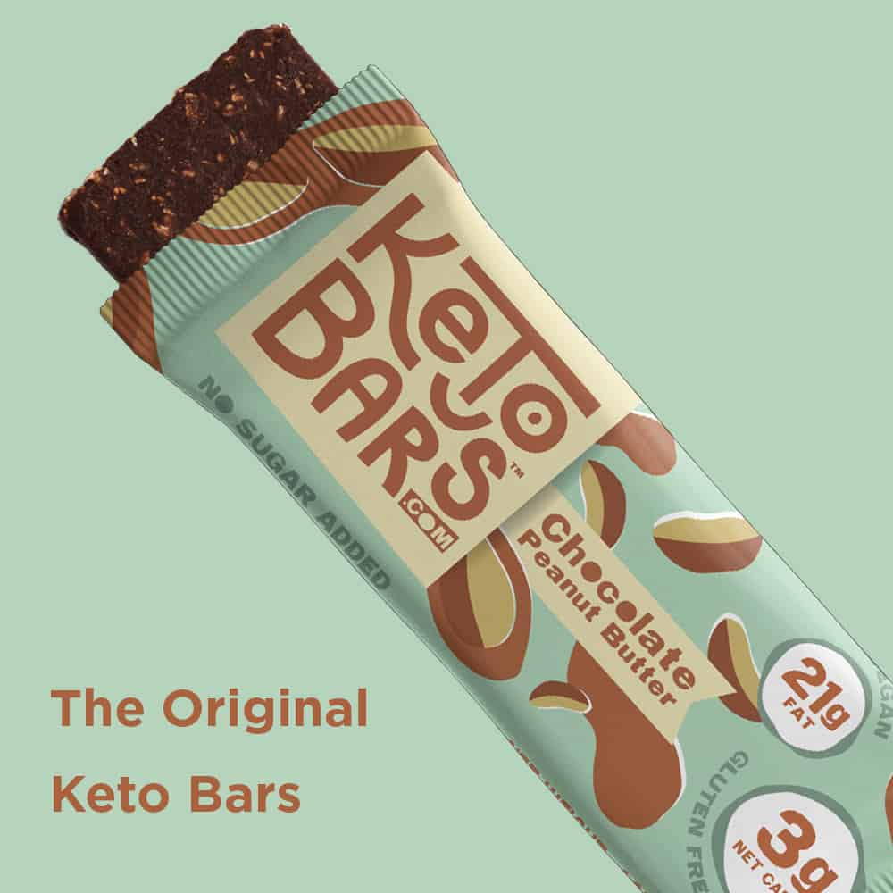 keto bars package with bar coming out of it