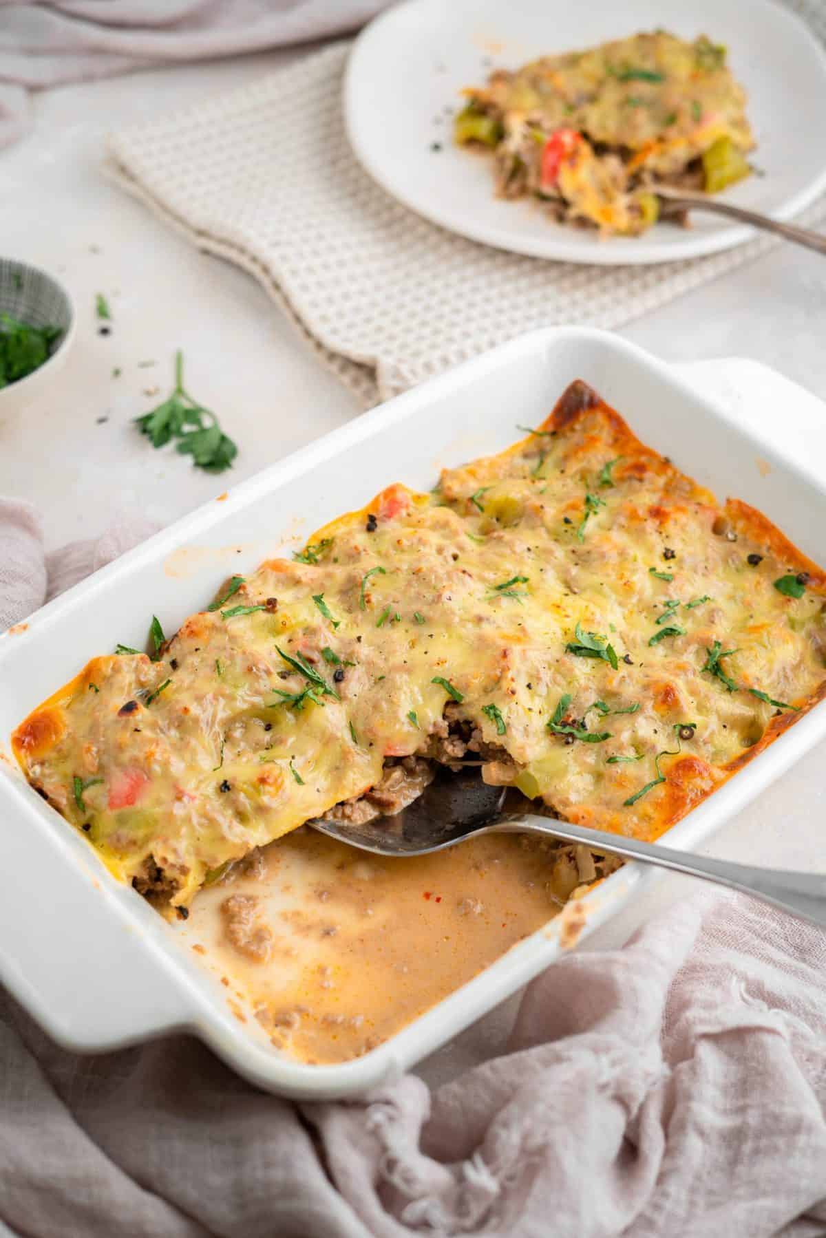 Philly Cheesesteak Casserole Recipe - KetoConnect