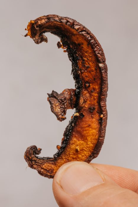 close up crispy mushroom chips