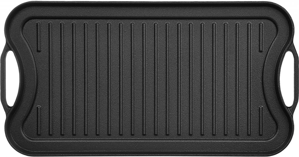 ITPCINC-Reversible Cast Iron Griddle, 20” Cast Iron Grill Pan with Easy  Grip Handles Use on Open Fire Gas In Oven Indoor/Outdoor Griddle Set 
