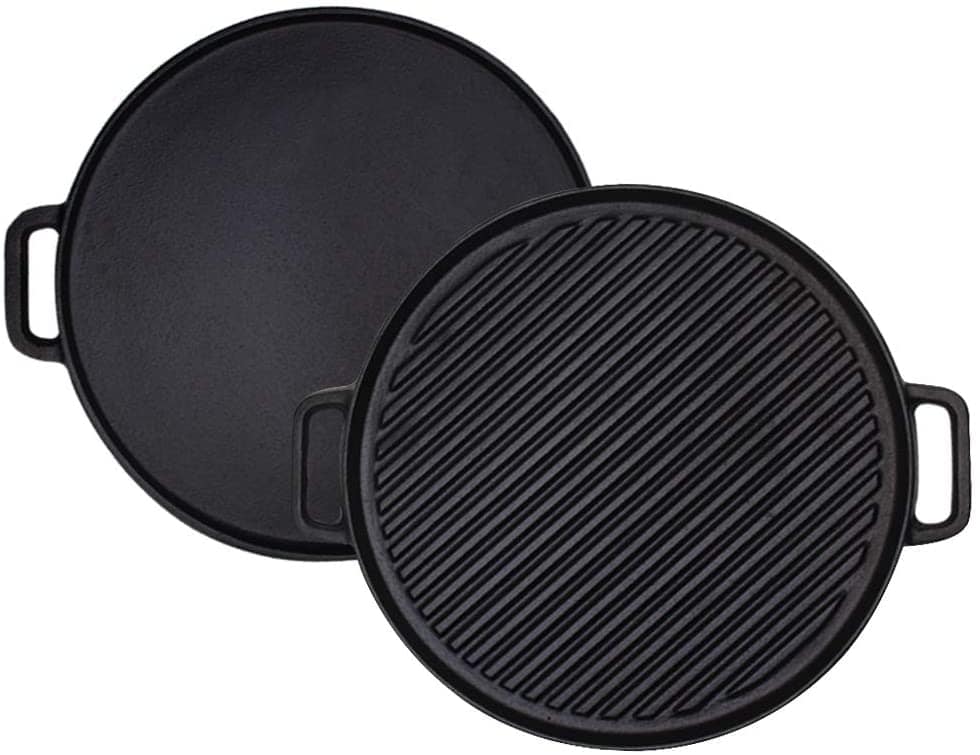 Pre-seasoned 17x9.8 Cast Iron Reversible Griddle Grill Pan with handles