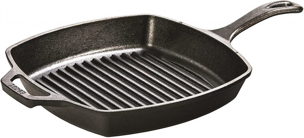 Lodge Pre-Seasoned Cast Iron Griddle With Easy-Grip Handle, 10.5 Inch (Pack  of 1), Black 