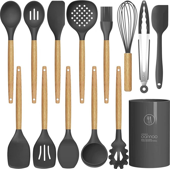 The 6 Best Kitchen Utensil Sets In 2023 KetoConnect   Oannao 14 Piece Silicone Cooking Utensil Set 670x666 